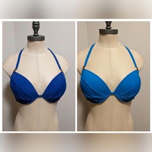 Victoria's Secret halter bikini tops: cobalt & deep turquoise swimwear 34D